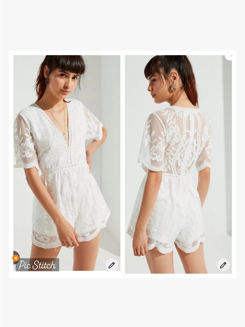 Honey Punch White Lace Romper